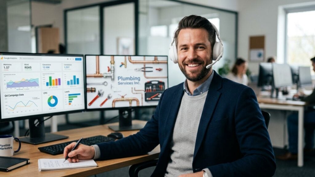 Google Business Profile for a plumbing company with reviews and photos