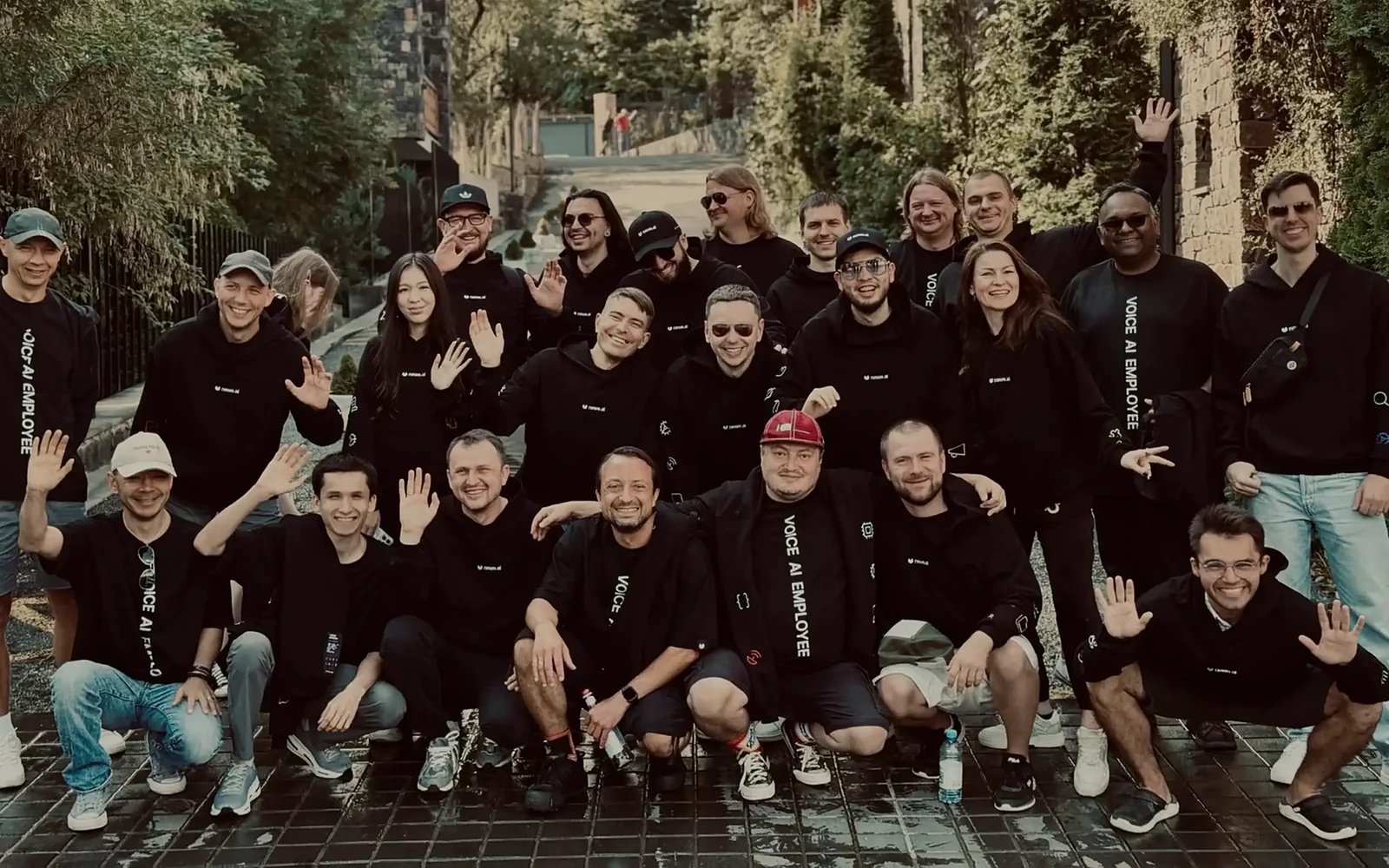 The Newo team together outdoors