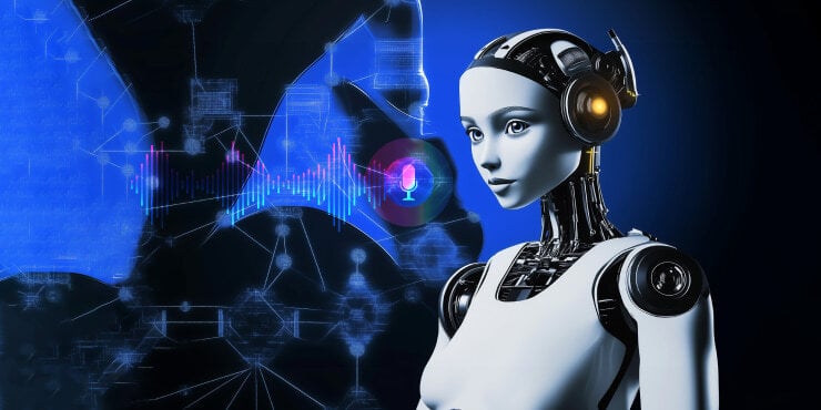 Text to speech robot transforming written text into lifelike robotic ai voice.