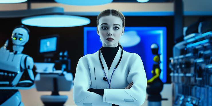 Medical office virtual receptionist on a computer managing patient calls