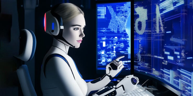 911 dispatcher using AI-powered software for efficient emergency response