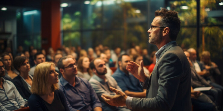 Speaker engages audience with AI coaching