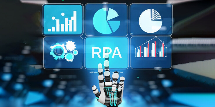 Robotic hand touching RPA interface