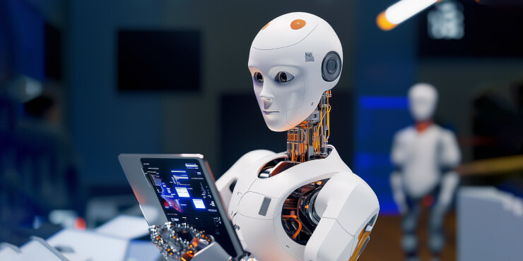 Robotic arm in an automated manufacturing process.