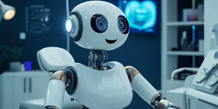 Remote dental receptionist handling patient inquiries.