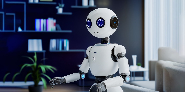 Robot cleaner demonstrating AI in cleaning services.