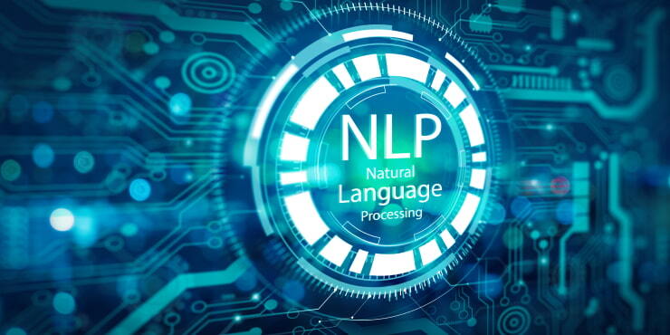 Circular NLP interface on tech background