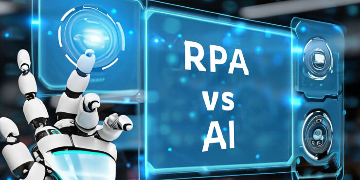 RPA vs AI on futuristic interface
