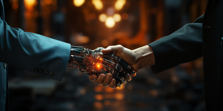 Human and robot handshake