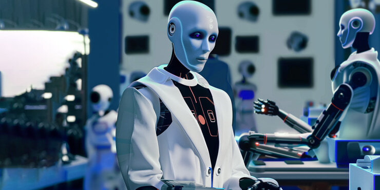 Healthcare AI automation with humanoid robot