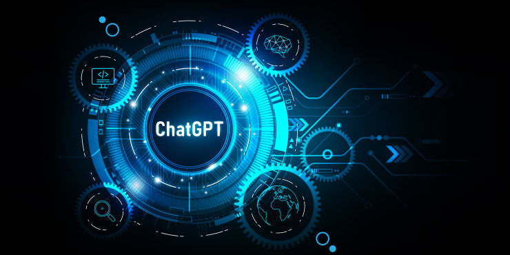 ChatGPT core with ethical concern symbols