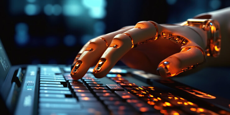 Robot hand typing for automation