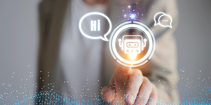 Person greeting healthcare chatbot