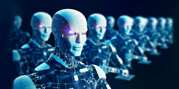 Row of AI agents representing diverse AI types