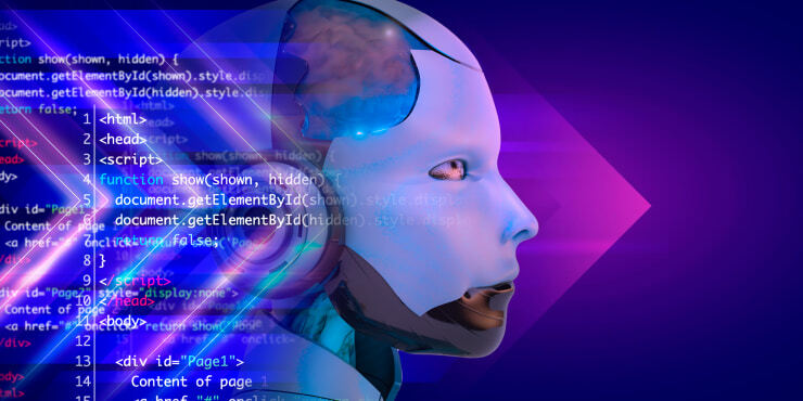 Robot head with code projection