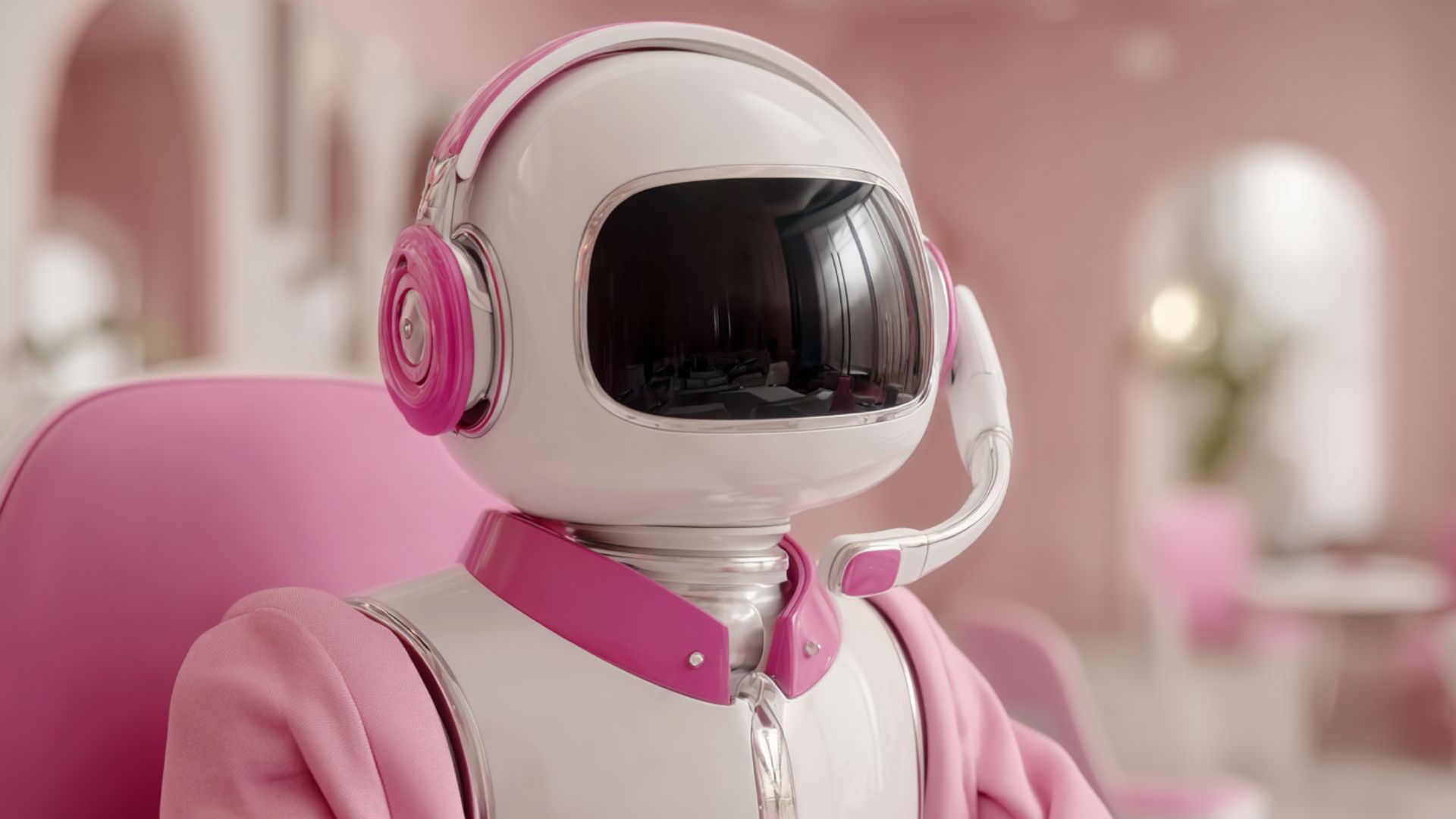 AI virtual receptionist greeting clients at front desk
