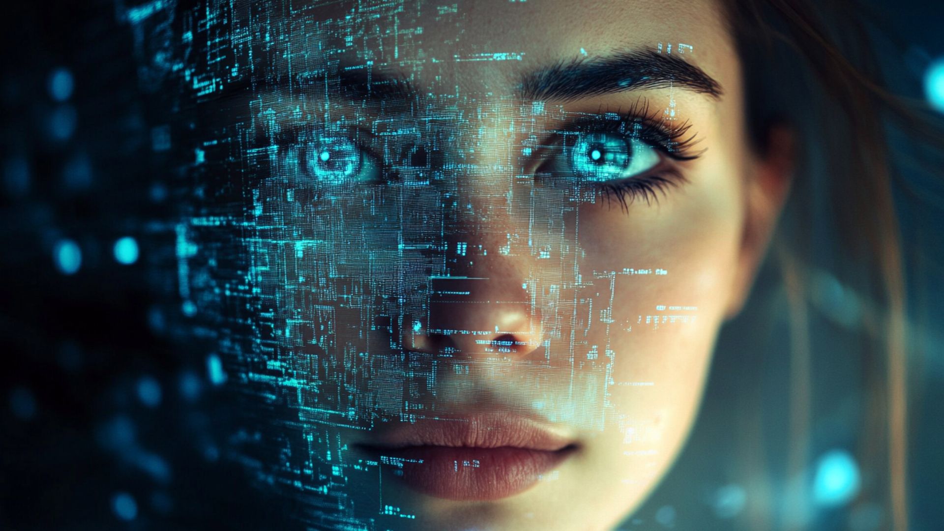 AI deep fake face swap example in a video