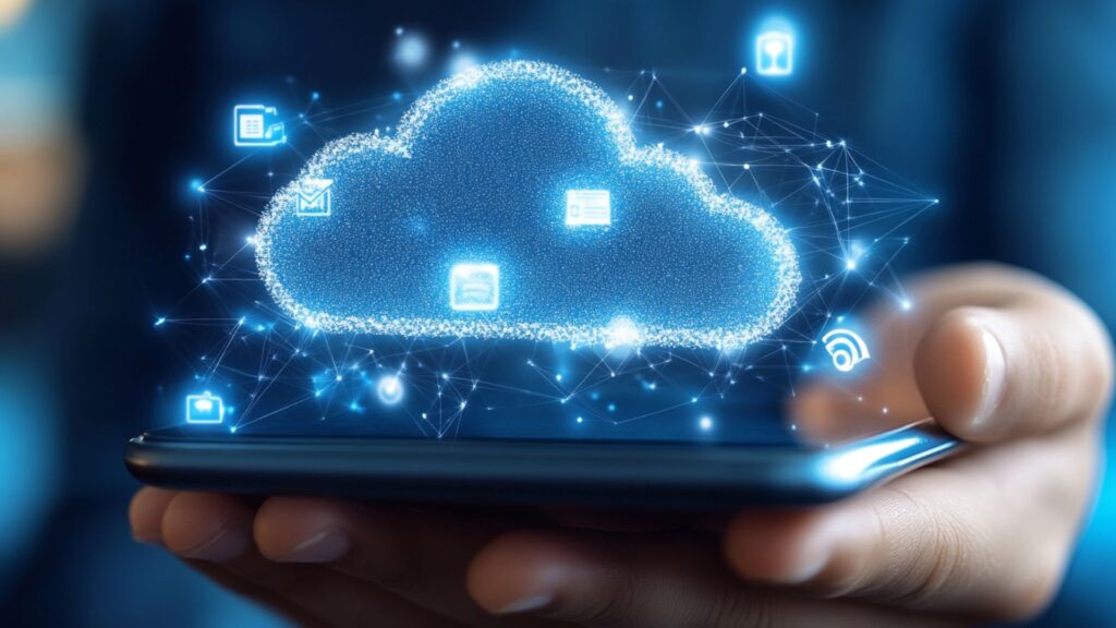 Hosted business phone system interface on a laptop screen